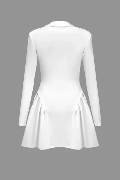 MICAS Long Sleeve Dresses|Mini Dresses-Solid Ruched V Neckline Mini Dress