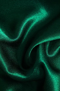 MICAS Long Sleeve Tops|Long Sleeves Tops-Solid Satin Button Tie-Up Long-Sleeve Shirt GREEN