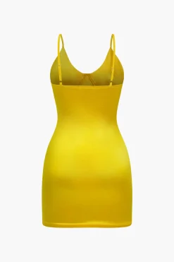 MICAS Mini Dresses-Solid Satin Slip Mini Dress GOLD