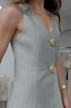 MICAS Vacation Sets|Pant Sets-Solid Sleeveless Suit Vest And Pants Set PEARL RIVER