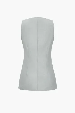 MICAS Vacation Sets|Pant Sets-Solid Sleeveless Suit Vest And Pants Set PEARL RIVER