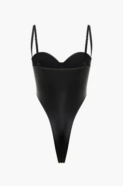 MICAS Bodysuits|Corset & Bustier Tops-Solid Slip Bustier Bodysuit BLACK
