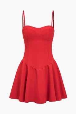 MICAS Mini Dresses-Solid Slip Bustier Mini Dress RED