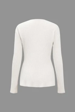 MICAS Knit Sets-Solid Sweater Cut Out Top And Skirt Set