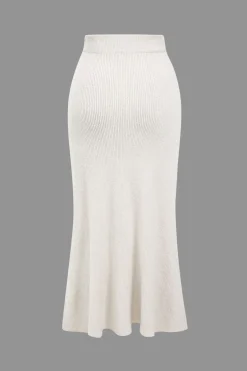 MICAS Knit Sets-Solid Sweater Cut Out Top And Skirt Set