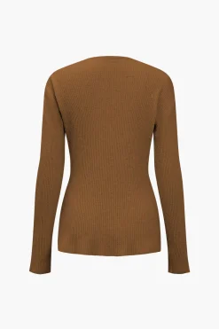 MICAS Knit Sets-Solid Sweater Cut Out Top And Skirt Set