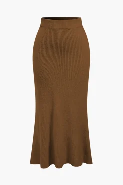 MICAS Knit Sets-Solid Sweater Cut Out Top And Skirt Set