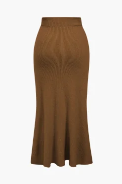 MICAS Knit Sets-Solid Sweater Cut Out Top And Skirt Set