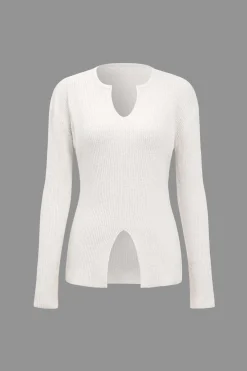 MICAS Knit Sets-Solid Sweater Cut Out Top And Skirt Set