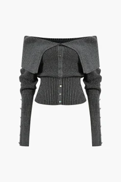 MICAS Knitwear|Knit Tops-Solid Sweater Long-Sleeve Top