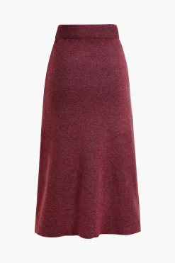 MICAS Knitwear|Knit Bottoms-Solid Sweater Midi Skirt
