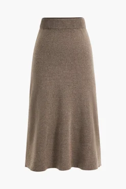 MICAS Knitwear|Knit Bottoms-Solid Sweater Midi Skirt