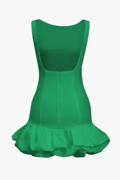 MICAS Mini Dresses-Solid Tank Ruffle Hem Mini Dress