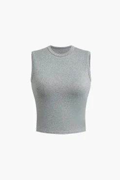 MICAS Skirt Sets-Solid Tank Top And Mermaid Maxi Skirt Set GRAY