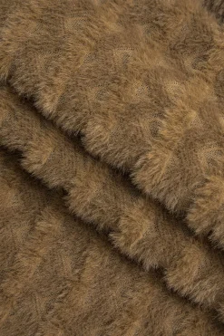 MICAS Midi Dresses-Solid Textured Asymmetrical Twist Knot Midi Dress LIGHT BROWN