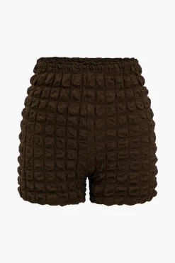 MICAS Short Sets-Solid Tie Front Top And Shorts Set COFFEE