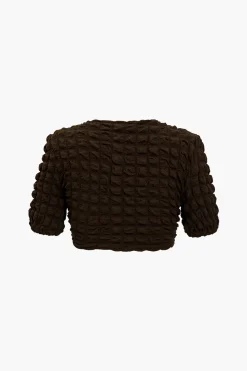 MICAS Short Sets-Solid Tie Front Top And Shorts Set COFFEE