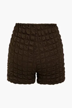 MICAS Short Sets-Solid Tie Front Top And Shorts Set COFFEE