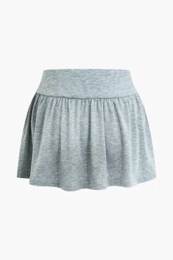 MICAS Skirt Sets-Solid Tie Ruched Mini Skirt Set LIGHT GRAY