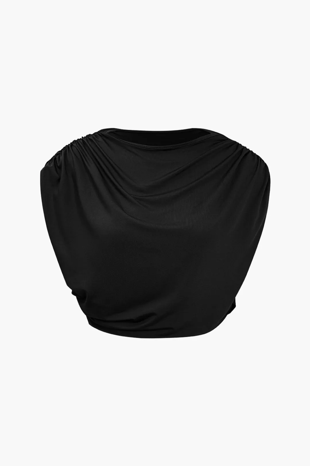 MICAS Pant Sets-Solid Top And Asymmetrical Drawstring Flared Trouser Set