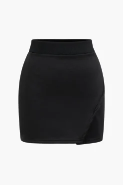 MICAS Skirt Sets-Solid Top And Skirt Set BLACK