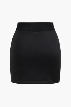 MICAS Skirt Sets-Solid Top And Skirt Set BLACK