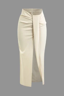 MICAS Skirts-Solid Twist Knot Irregular Skirt