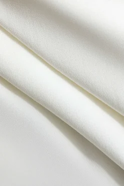 MICAS Mini Dresses-Solid V-neck Fake Pocket Mini Dress WHITE