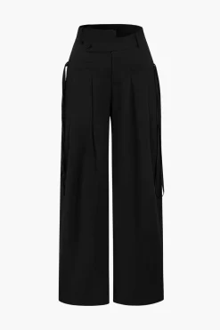 MICAS Pants-Solid Wide Leg Pocket Trousers