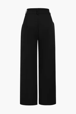 MICAS Pants-Solid Wide Leg Pocket Trousers