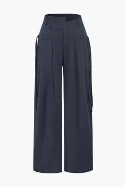 MICAS Pants-Solid Wide Leg Pocket Trousers