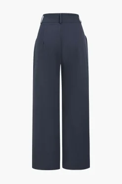 MICAS Pants-Solid Wide Leg Pocket Trousers