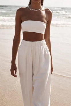 MICAS Pants-Solid Wide Leg Trousers WHITE