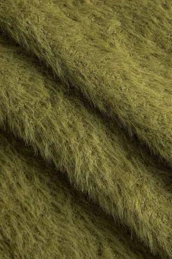 MICAS Knitwear|Knit Tops-Solid Wool Blend Long Sleeve Sweater Top OLIVE