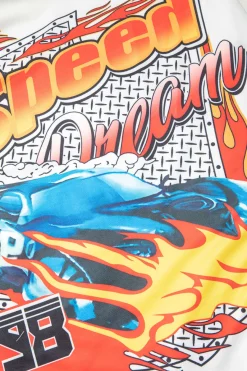 MICAS T-Shirts-Speed Dream Graphic Sleeveless Side Cut Out T-shirt WHITE