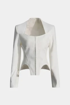 MICAS Long Sleeve Tops|Long Sleeves Tops-Square Neck Long-Sleeve Top OPTICAL WHITE