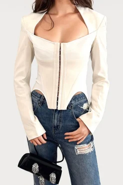 MICAS Long Sleeve Tops|Long Sleeves Tops-Square Neck Long-Sleeve Top OPTICAL WHITE