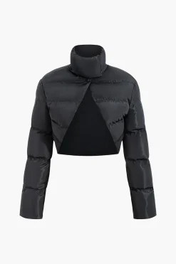 MICAS Outerwear|Outerwear-Stand Collar Cut Out Puffer Jacket