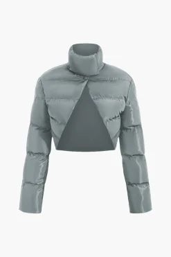 MICAS Outerwear|Outerwear-Stand Collar Cut Out Puffer Jacket