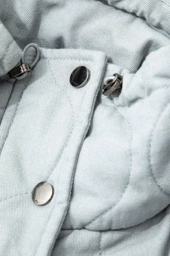 MICAS Outerwear|Outerwear-Stand Collar Drawstring Pocket Quilted Puffer Vest LIGHT GRAY