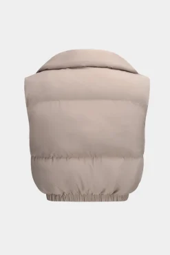 MICAS Outerwear|Outerwear-Stand Collar Zipper Sleeveless Vest KHAKI