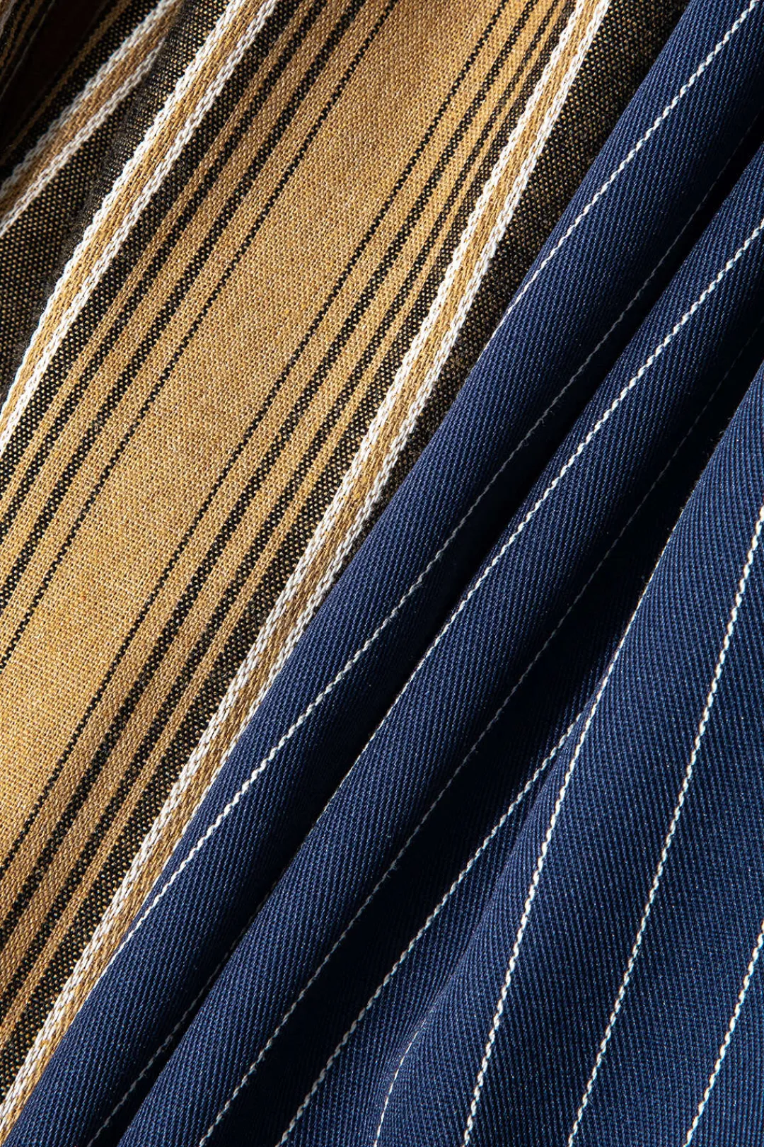 MICAS Pants-Stripe Asymmetrical Detail Color Block Print Trousers Contrast Color