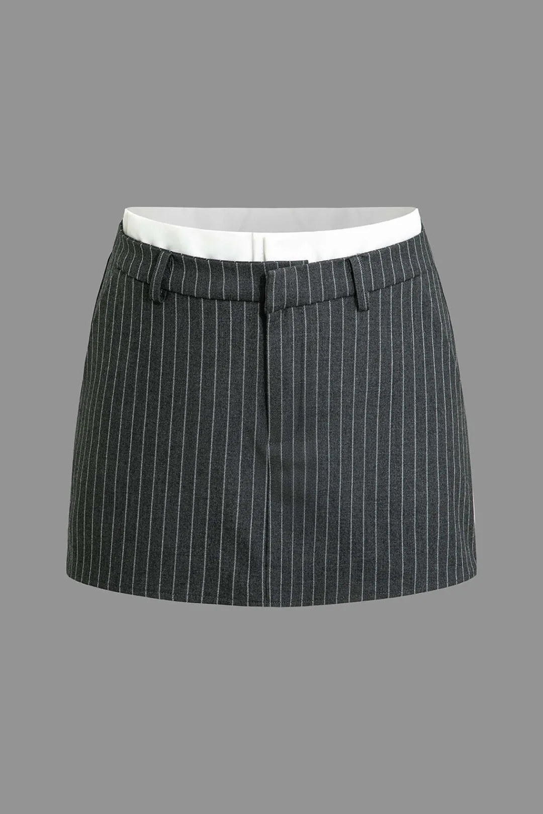 MICAS Shorts-Stripe Print Color Block Double Waistband Skorts GRAY