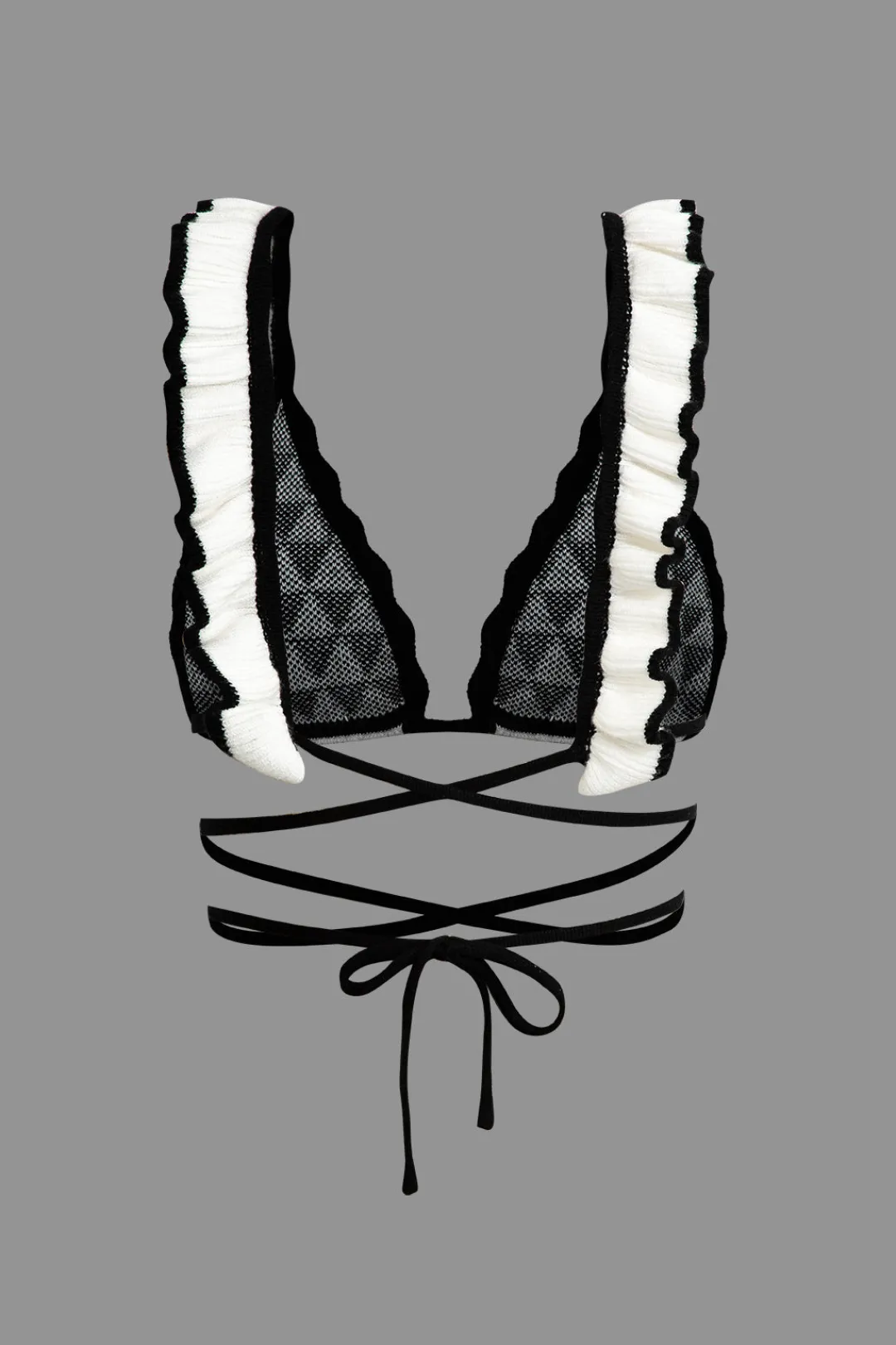 MICAS Knitwear|Knit Sets-Stripe Tie Bra Top And Tiered Ruffle Knit Midi Skirt Set Contrast Color