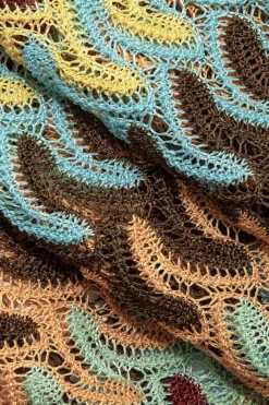 MICAS Maxi Dresses-Striped Crochet Halter V-neck Backless Slip Maxi Dress MULTICOLOR