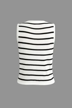 MICAS Short Sets-Striped Knit Sleeveless Vest And Shorts Set