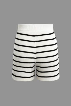 MICAS Short Sets-Striped Knit Sleeveless Vest And Shorts Set