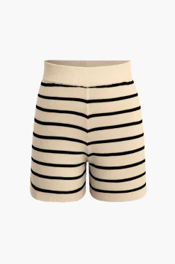 MICAS Short Sets-Striped Knit Sleeveless Vest And Shorts Set
