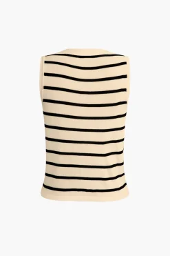MICAS Short Sets-Striped Knit Sleeveless Vest And Shorts Set