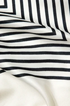 MICAS Accessories-Striped Silk Scarf Contrast Color